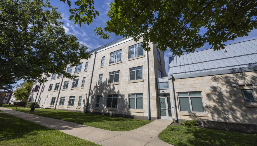 Kershaw Hall is a four-story concrete building