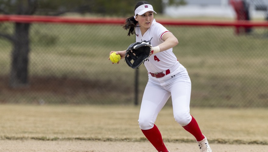 An infielder prepares to throw the ball to home plate.