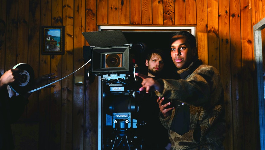 Noah Biniah working on set of a film 