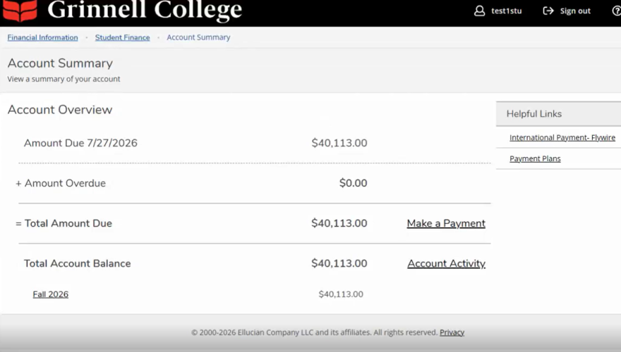 Student Account Overview video showing a student account dashboard and account information.