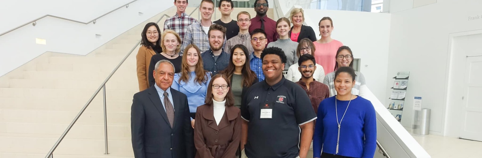 16 students on the international affairs study tour with George Moose and Ann-Louise Colgan of the U.S. Institute for Peace