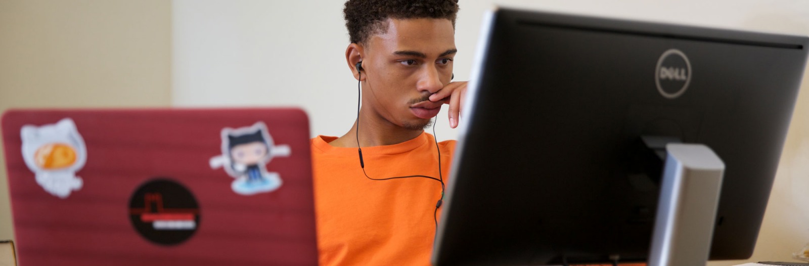 Student working on computer