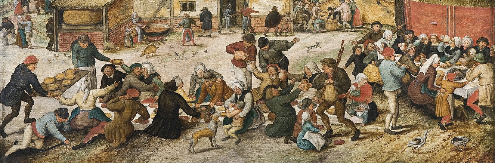 Painting of a peasant wedding feast outdoors