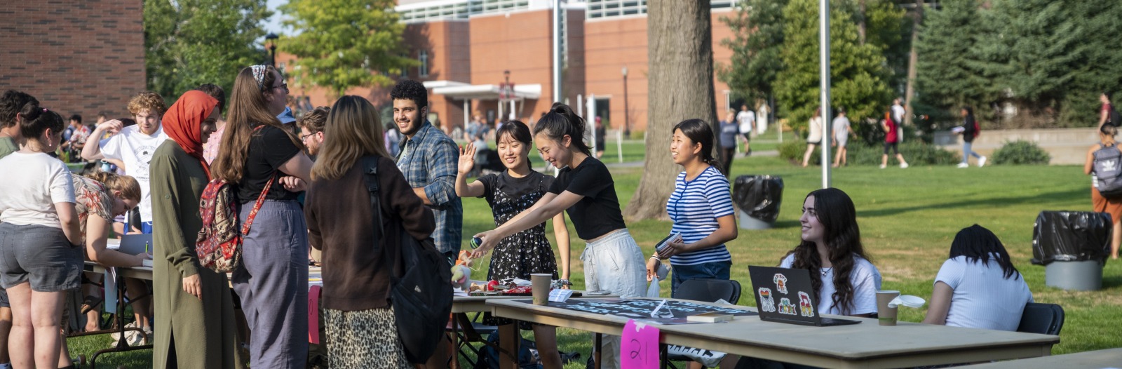 Students at the Student Org Fair on campus 
