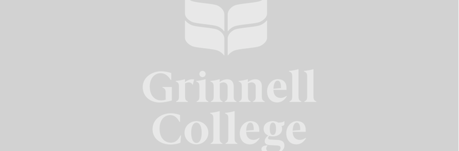 Grinnell College, white on a gray background.