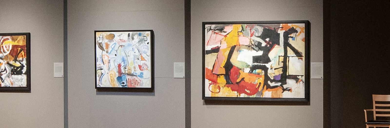 View of paintings in the Abstract Expressionist Women exhibition.