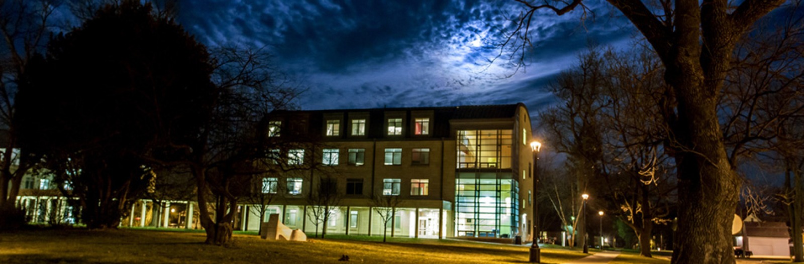 View of East Campus at night 