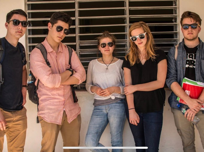 5 students posing for photo in sunglasses