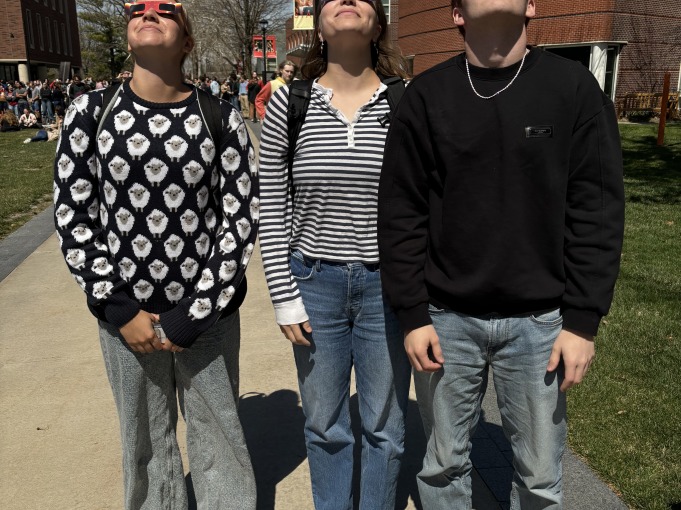 My friends and I watch the solar eclipse.