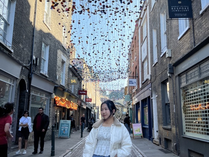 I am in a Cambridge shopping district.