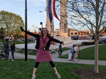 Me jumping excitedly at the Tulip Festival!