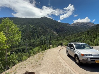 Car in the mountains.