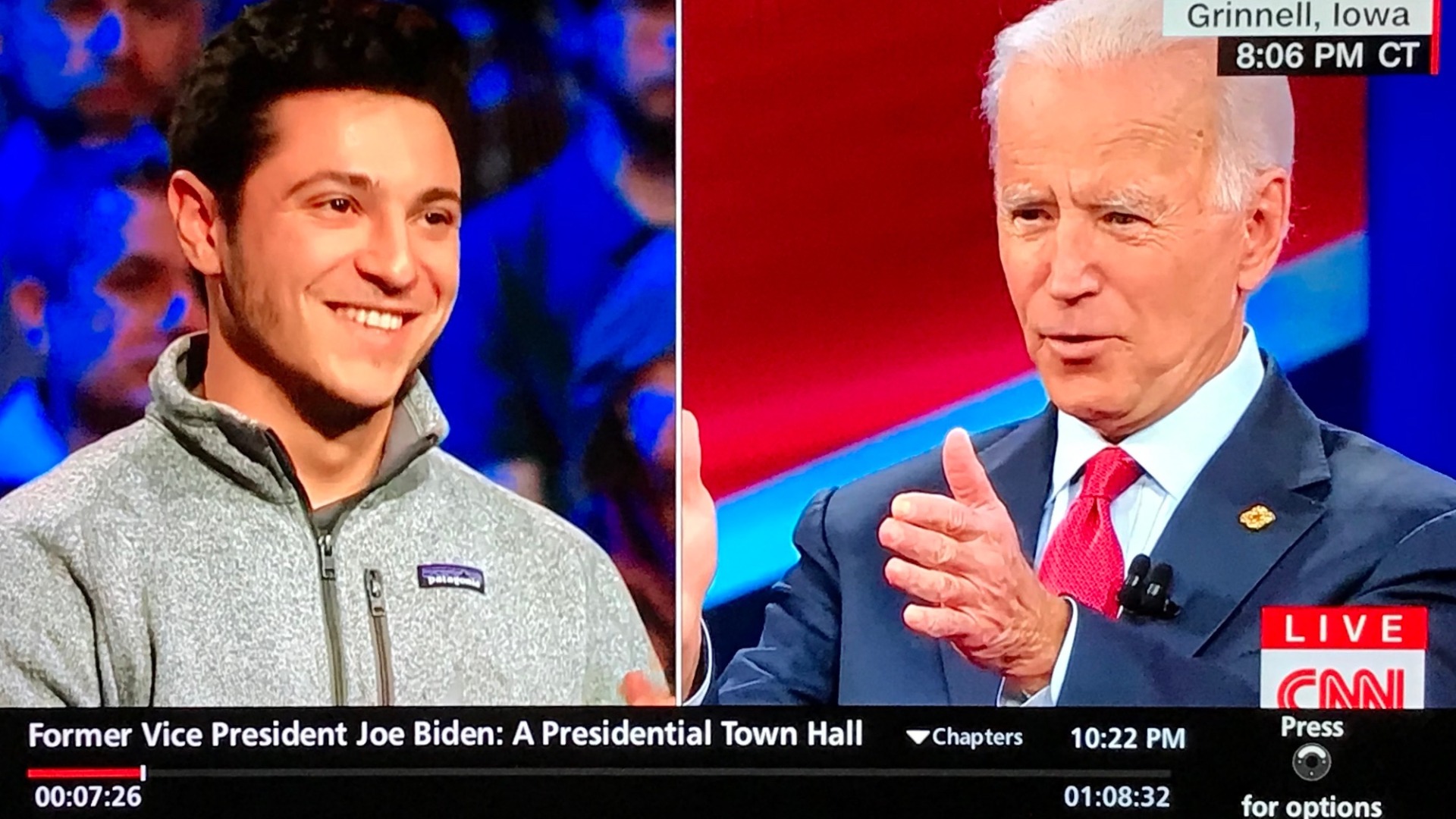 cnn interview recording image of student asking biden question 
