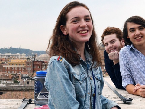 Students participating in the GLP atop Musei Capitolini 