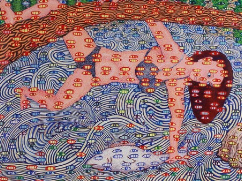 Painting "Susie Salmon Snatcher" by artist Tom Schneider