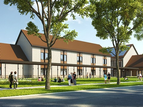 Artists rendering of a building with different levels