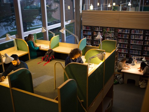 Students studying in Burling Library