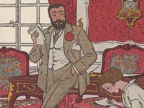 man and woman in office setting