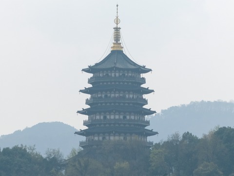 Round Chinese building on a cloudy day