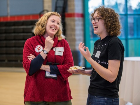 Participants at Grinnell Link reception in the Harris Center