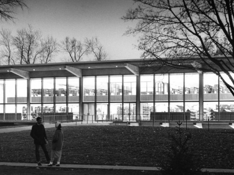 Evening view of Burling Library