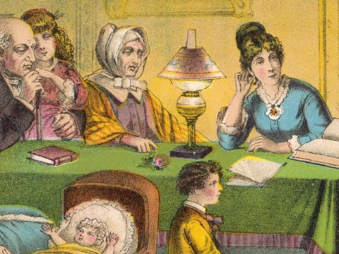 Family sitting around a table