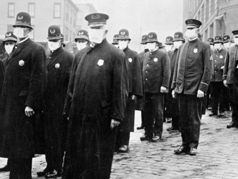 Seattle Police with masks on in 1918