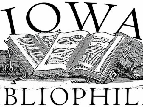 Iowa Bibliophiles logo with stack of books
