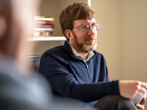 Ed Cohn meets with students