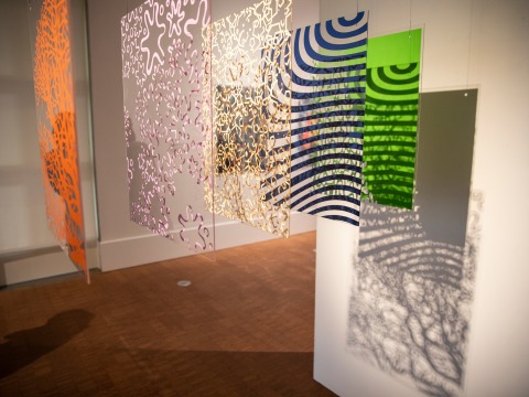 McKenna Doherty ’22 and Hannah Agpoon ’22. Panes, 2022. Vinyl and plexiglass. Photo by Justin Haworth. 