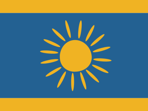 Sun on blue and gold background