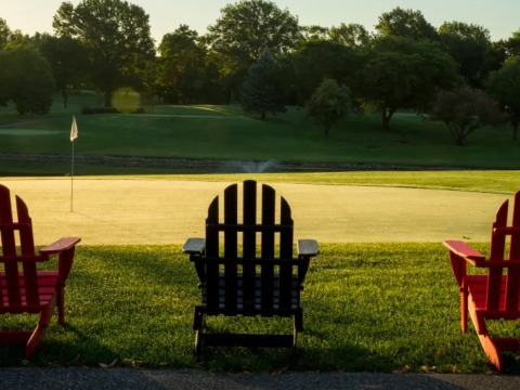 Adirondack chairs on Grinnell College Golf Course