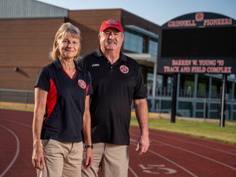 Will and Evelyn Freeman on the outdoor track