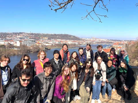 Group of students in Prague on a Global Learning Program trip