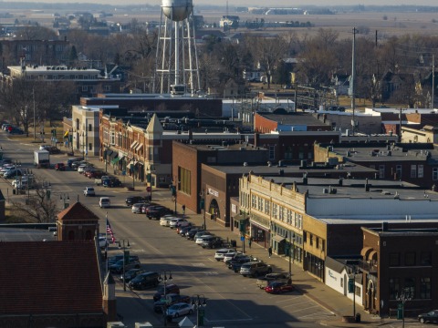 City of Grinnell Downtown Drone View