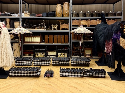 Regalia and instruments from Bali to be used in the Sounds of Collective Motion course.