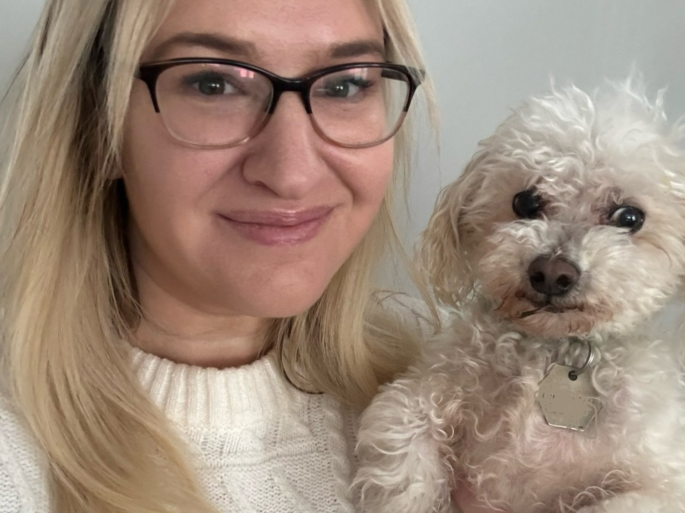 Dean for Health and Wellness Beth Perlman with her dog, Findley
