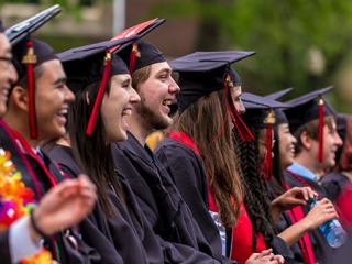 Students celebrating at Commencement 