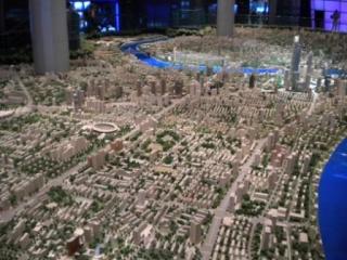 The Pudong section of an enormous model of Shanghai.