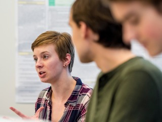 Female student speaks in class