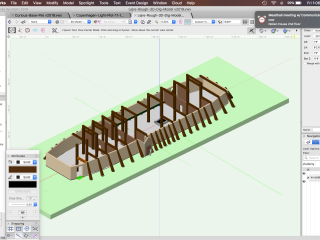 Mead hall model in 3D showing the inside of the building