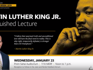 Poster promoting Raynard Kington speech at University of Iowa MLK event