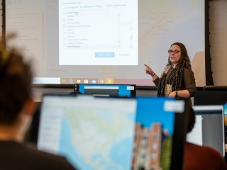 Katie Walden gives a presentation about digital mapping.