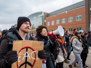 College students march in a political protest