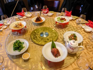 Table set for a meal at a restaurant in China