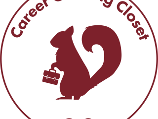The CLS Career Clothing Closet Logo, a squirrel with a briefcase