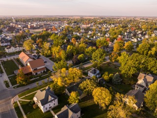 Aerial view of Grinnell, Iowa