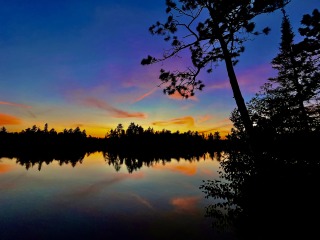 Colorful sunset reflected in the Boundary waters 