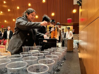 Students line up for bubble tea