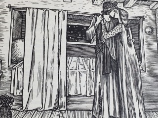 Illustration of man and woman in an embrace